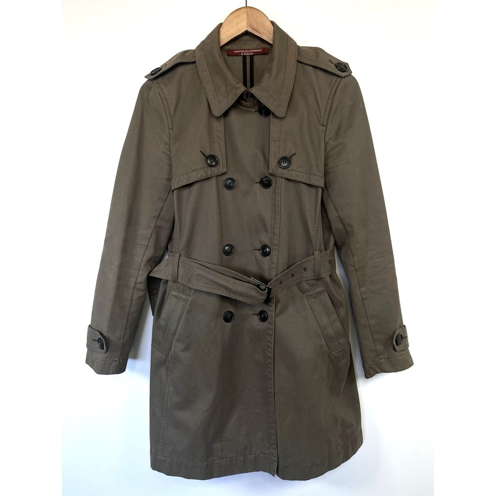COMPTOIR DES COTONNIERS Tan Cotton Trench Coat Jacket Double Breasted Size 40